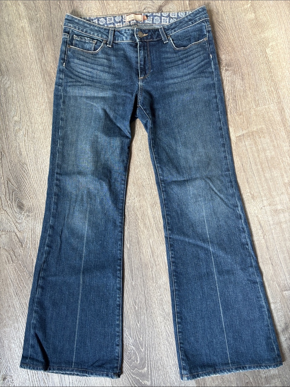 Paige Robertson Women’s Dark Wash Bootcut Flare Jeans Size 31 Stretch Mid Rise